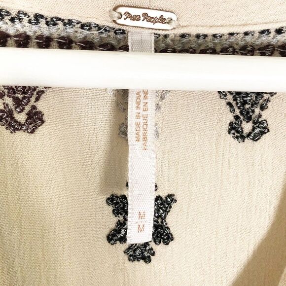 Free People Stargazer Mini Dress Beige Medium Embroidered Gauzy OB507864 - Picture 7 of 12